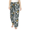 thumbnail image 1 of Cauagu Flowers and Bee Pajama Pants for Women Loose Fit Wide Leg Trouser Pants Casual Elastic Waist Drawstring Lounge Pants, 1 of 6