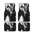 thumbnail image 1 of Cauagu Fluid Black White Paint Swirls Pattern Car Floor Mat Set of 4,Car Carpet Mats Car Mats with Anti-Slip Backing & Driver Heel Pad Universal Fit for Cars/Trucks/SUV/Vans, 1 of 1