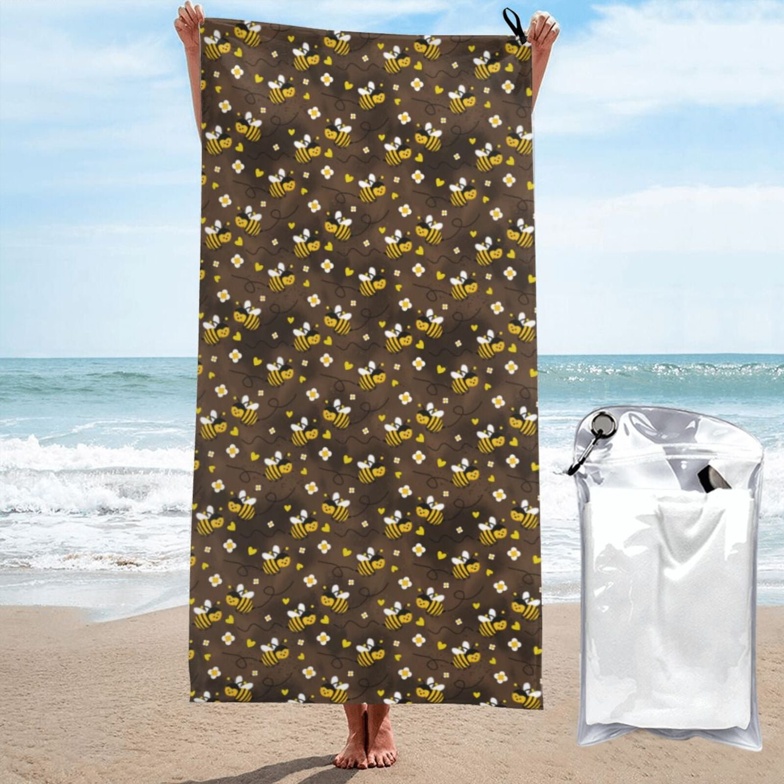 Cauagu Flying Furry Honey Bees Print Extra Large Bath Towels 1 Pack