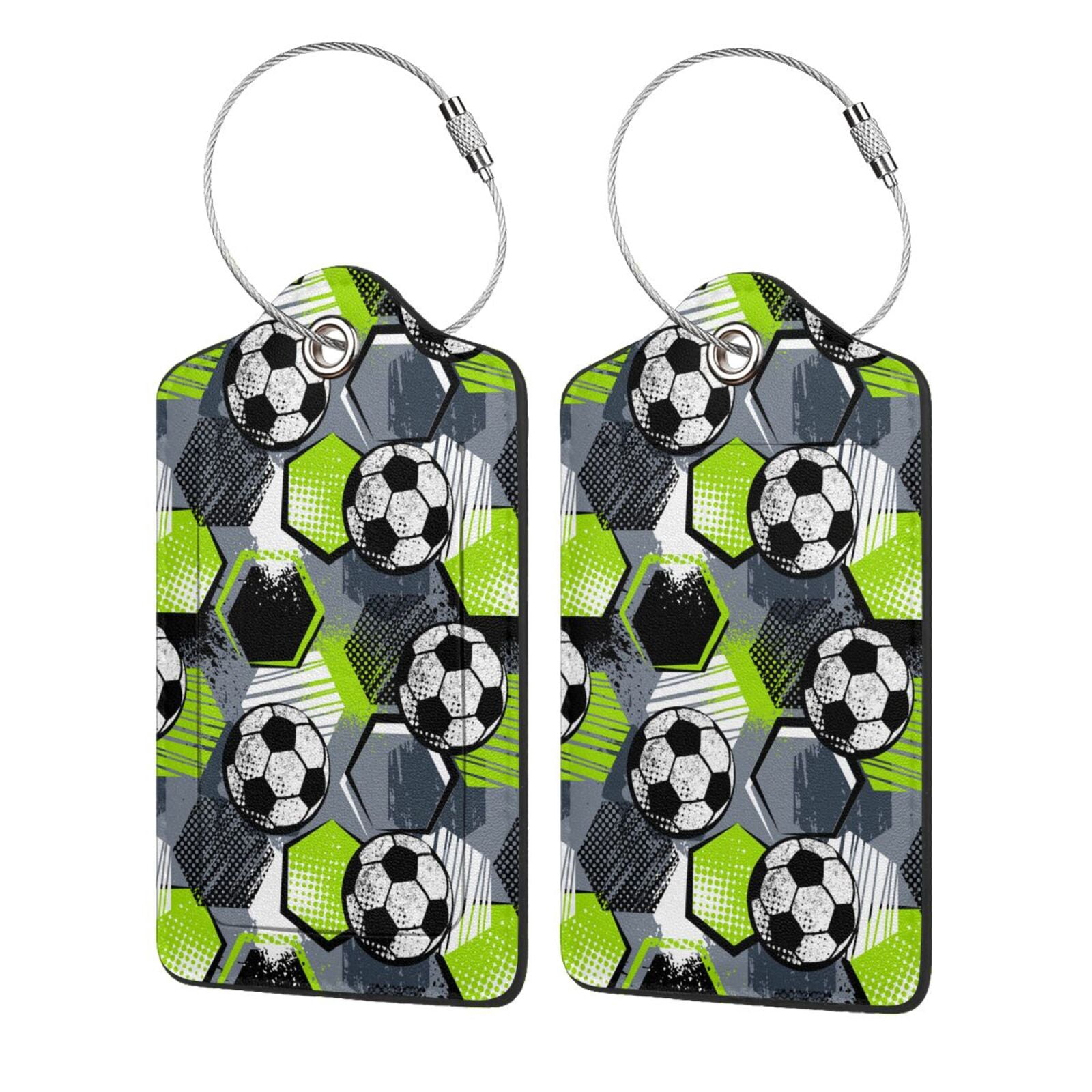 Cauagu Football Print Luggage Tags,Leather Luggage Tags for Suitcases Personalized Travel Tag ...