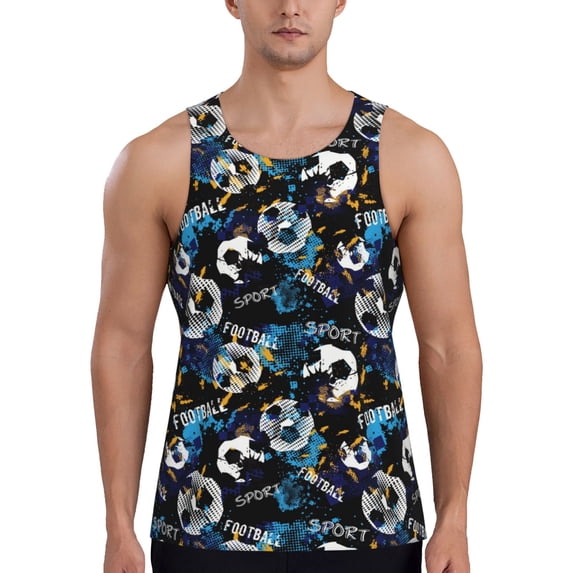 Cauagu Football Print Men's Sleeveless Muscle Shirts,Tank Tops Quick Dry Workout Tank Top Gym Muscle Tee Fitness Bodybuilding T Shirt for Men-3X-Large