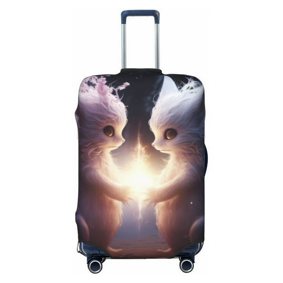 Cauagu Fox Couple Print Travel Luggage Cover,Travel Dust-proof Suitcase Cover Softside Suitcase Protector for 18-32inch,Not Included Suitcase