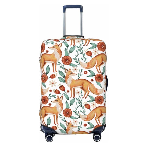 Cauagu Foxes and Floral Harmony Print Travel Luggage Cover,Travel Dust-proof Suitcase Cover Softside Suitcase Protector for 18-32inch,Not Included Suitcase