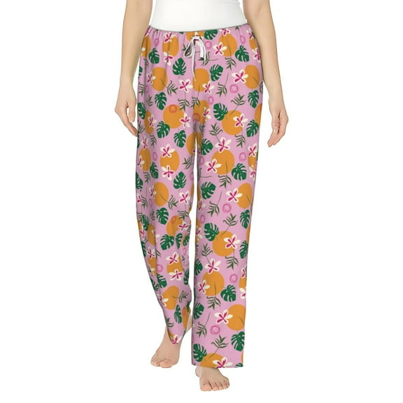 Cauagu Fruit Pajama Pants for Women Loose Fit Wide Leg Trouser Pants Casual Elastic Waist Drawstring Lounge Pants