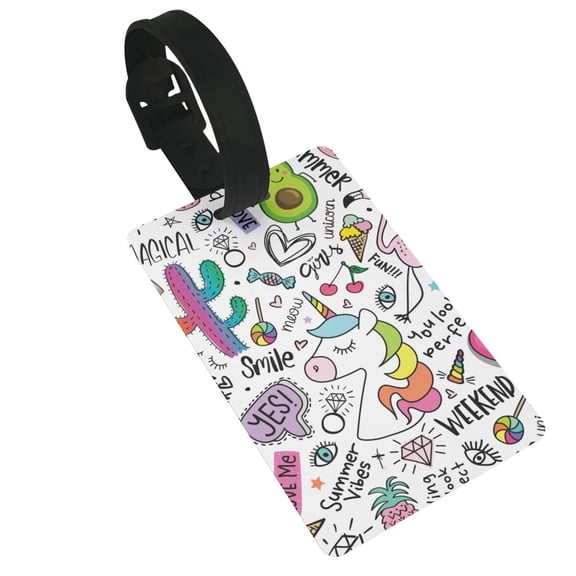 Cauagu Fun Animal with Unicorn Print PVC Luggage Tag, Suitcase Label with Name ID Card Baggage Handbag Travel Suitcase Tags Perfect to Quickly Spot Luggage Suitcase