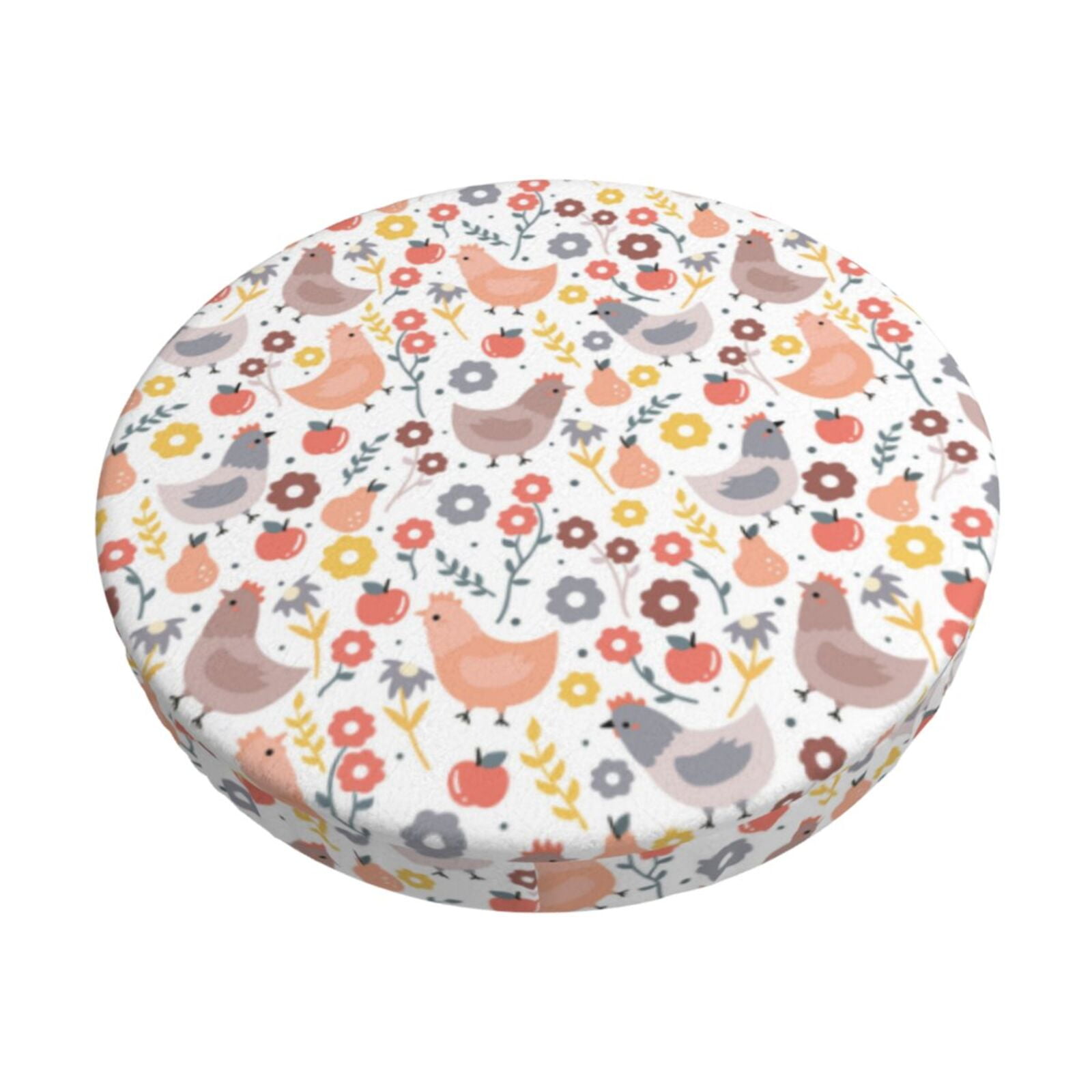 Cauagu Funny Chicken Print Round Stool Covers,Seat Cushion for Round