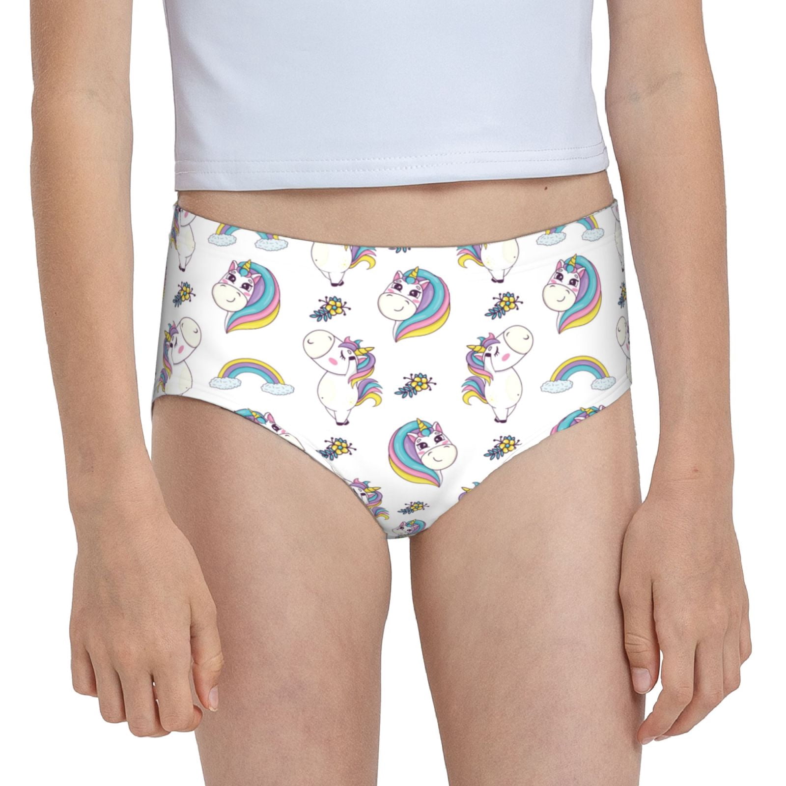 Cauagu Funny Kawaii Unicorns Dancing Print Brief Underwear,Stretch Cotton Panties for Girls Cute ...