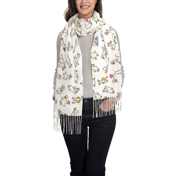 Cauagu Funny goose birds Print Women Wrap Shawl tassels Scarves Retro Scarf 77.6"X28.3"