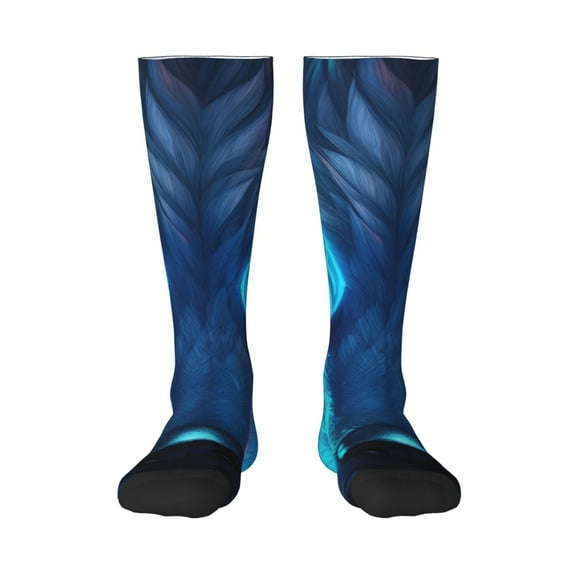 Cauagu Futuristic Blue Light Wolf Print Women's Men's Ankle Socks 1-pack Casual Athletic Socks for Unisex Adult Moisture-Wicking Socks for Daily Wear/Running/Sport
