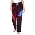 thumbnail image 1 of Cauagu Futuristic Red And Blue Bird Pajama Pants for Women Loose Fit Wide Leg Trouser Pants Casual Elastic Waist Drawstring Lounge Pants, 1 of 6