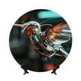 thumbnail image 1 of Cauagu Futuristic Robot Hummingbird Print Bone China Decorative Plate, Wall Mount Plate Holiday Decor Decorative Ceramic Plates with Stand Elegant Household Plates Decorative-10in, 1 of 6