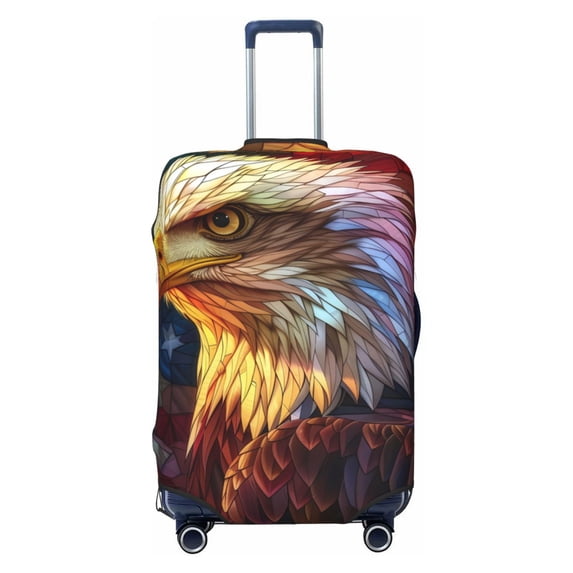 Cauagu Geometric American Bald Eagle Print Travel Luggage Cover,Travel Dust-proof Suitcase Cover Softside Suitcase Protector for 18-32inch,Not Included Suitcase