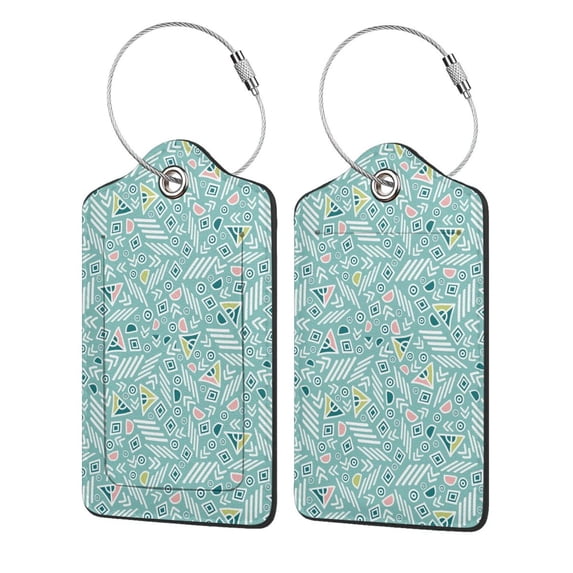 Cauagu Geometric Elements Pattern Luggage Tags,Leather Luggage Tags Personalized Luggage Tag Travel Tags Privacy Cover ID Label for Travel Bag Suitcase-4 PCS