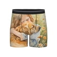 thumbnail image 1 of Cauagu Girl Hugging Dog Flowers Print Men's Boxer Briefs, Funny & Cute Underwear Elastic Waistband Briefs Ideal Gift for Men,1-Pack, 1 of 1