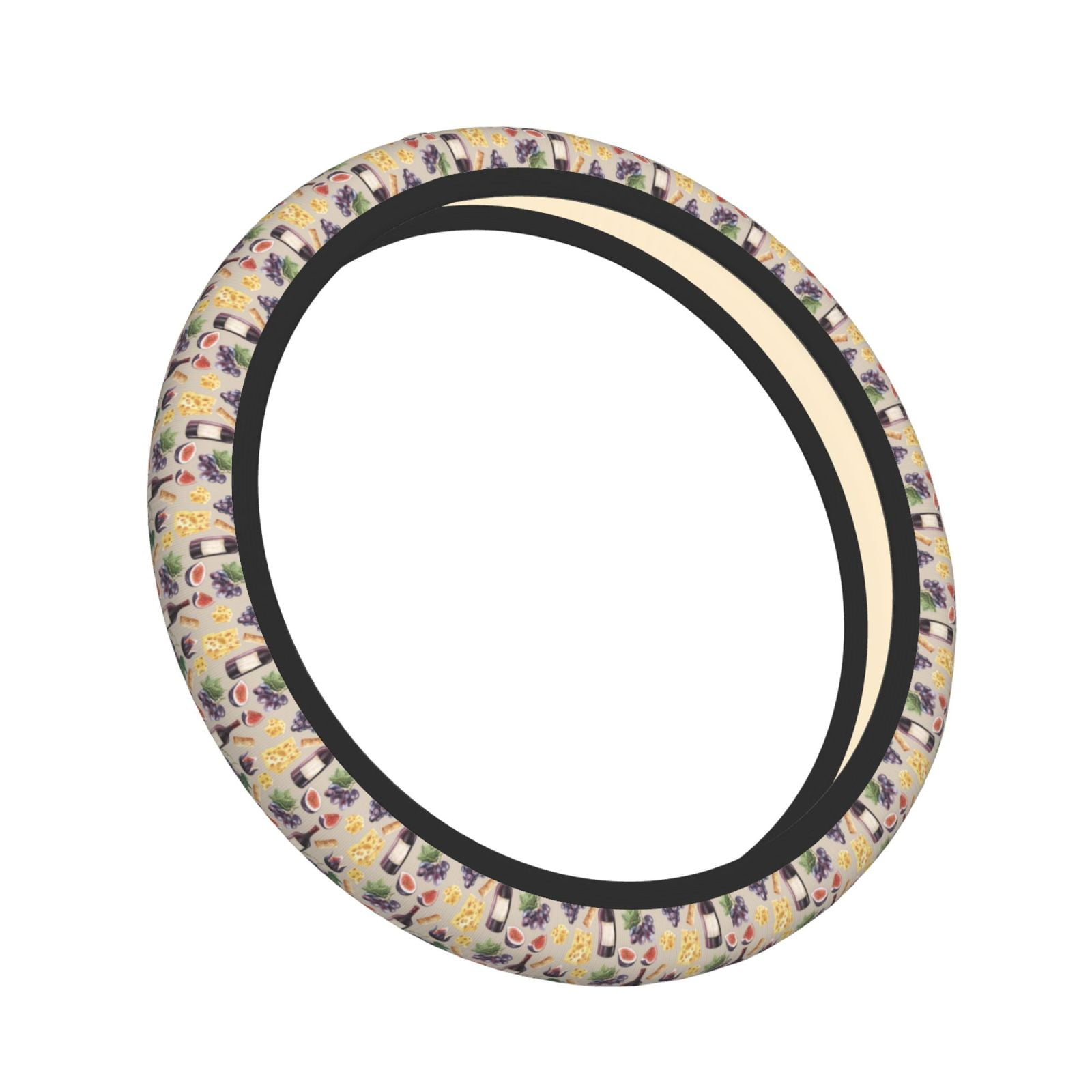 Cauagu Glasses Of Red Wine Print Car Steering Wheel Cover Universal