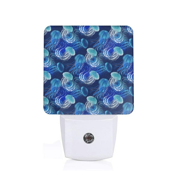 Cauagu Glowing Jellyfish Pattern Print LED Nightlight,0.5W Night Lights Plug into Wall 1 Pack with Dusk-to-Dawn Light Sensor Soft Glow Lamp for Bathroom Adult Hallway-UK