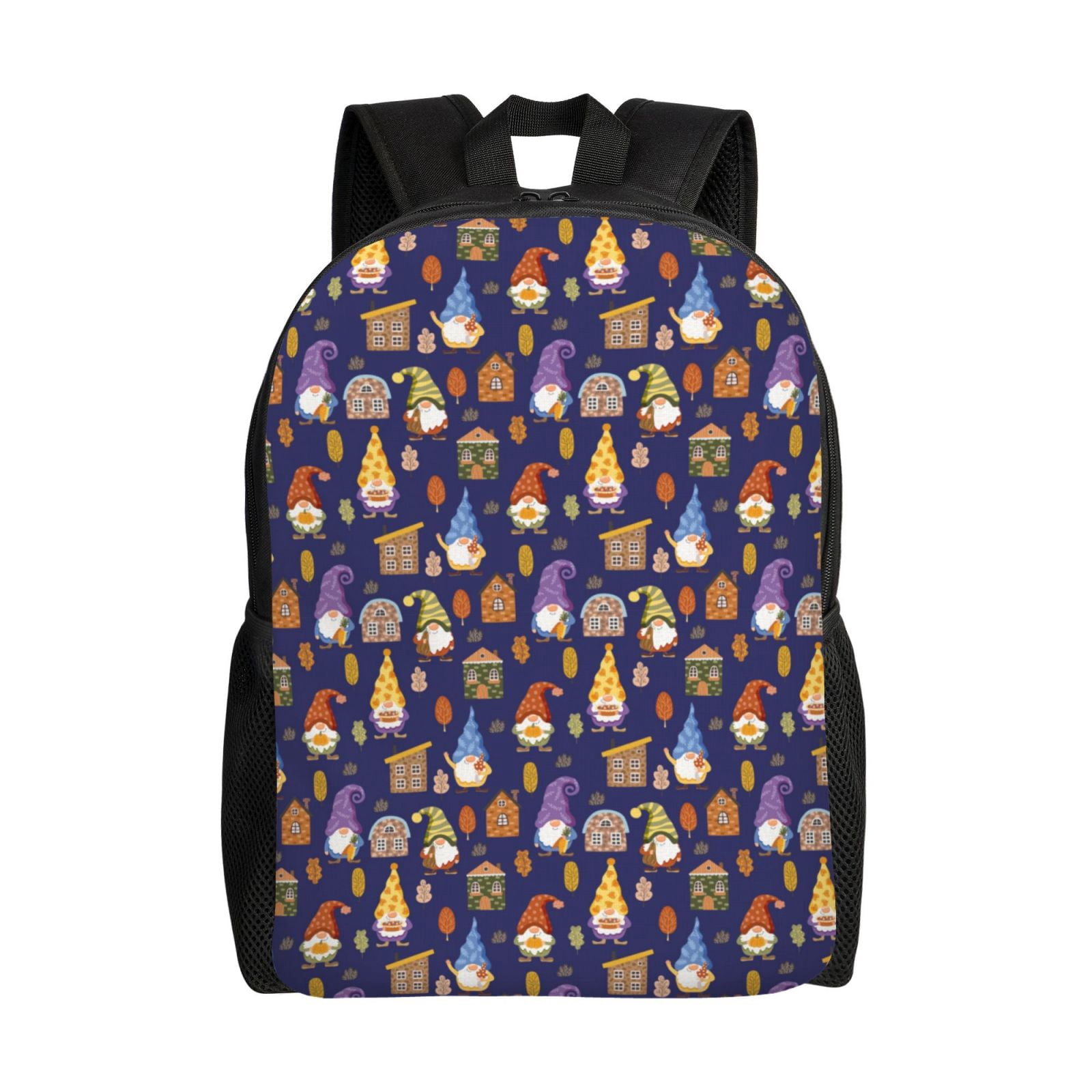 Funny Gnomes Print Lightweight Backpack - Xmas Design, Laptop Compatible, Travel & College Bookbag For Men & Women