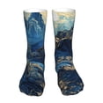 thumbnail image 1 of Cauagu Golden Blue Mountains Pattern Fun Novelty Crew Socks,Casual Athletic Socks Neutral Socks Cozy Crew Socks Christmas Gift, 1 of 7