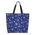 thumbnail image 1 of Cauagu Golden Snowflakes Royal Blue Print Women Large Capacity Tote Bag - Casual Shoulder Bag Fashion Handbag Shopping Bag Daily Bag Hobo Bags for Travel Work and Shopping, 1 of 8
