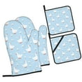 thumbnail image 1 of Cauagu Goose White Flowers Print Oven Mitts and Pot Holders 4 pcs Set,Extra Thicken Long Kitchen Oven Glove Potholders BBQ Gloves-Oven Mitts and Pot Holders(11 Inch), 1 of 6