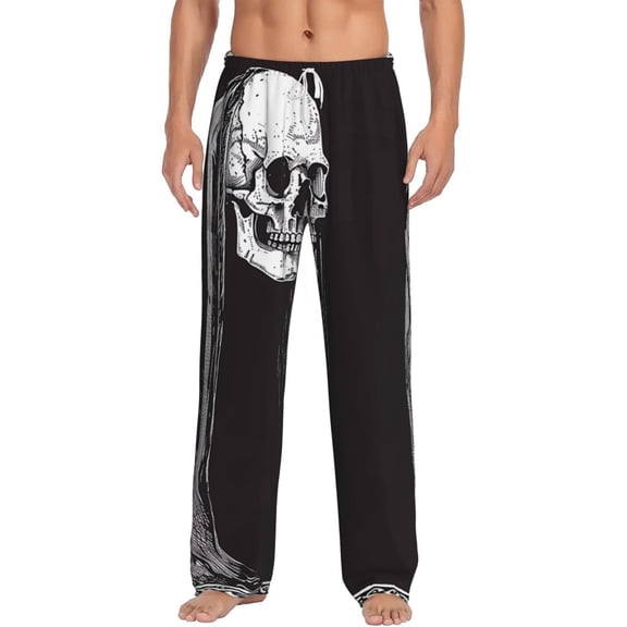Cauagu Gothic Skull Drape Mens Pajama Pants Sleep & Lounge Pants,PJ Bottoms with Pockets-XX-Large