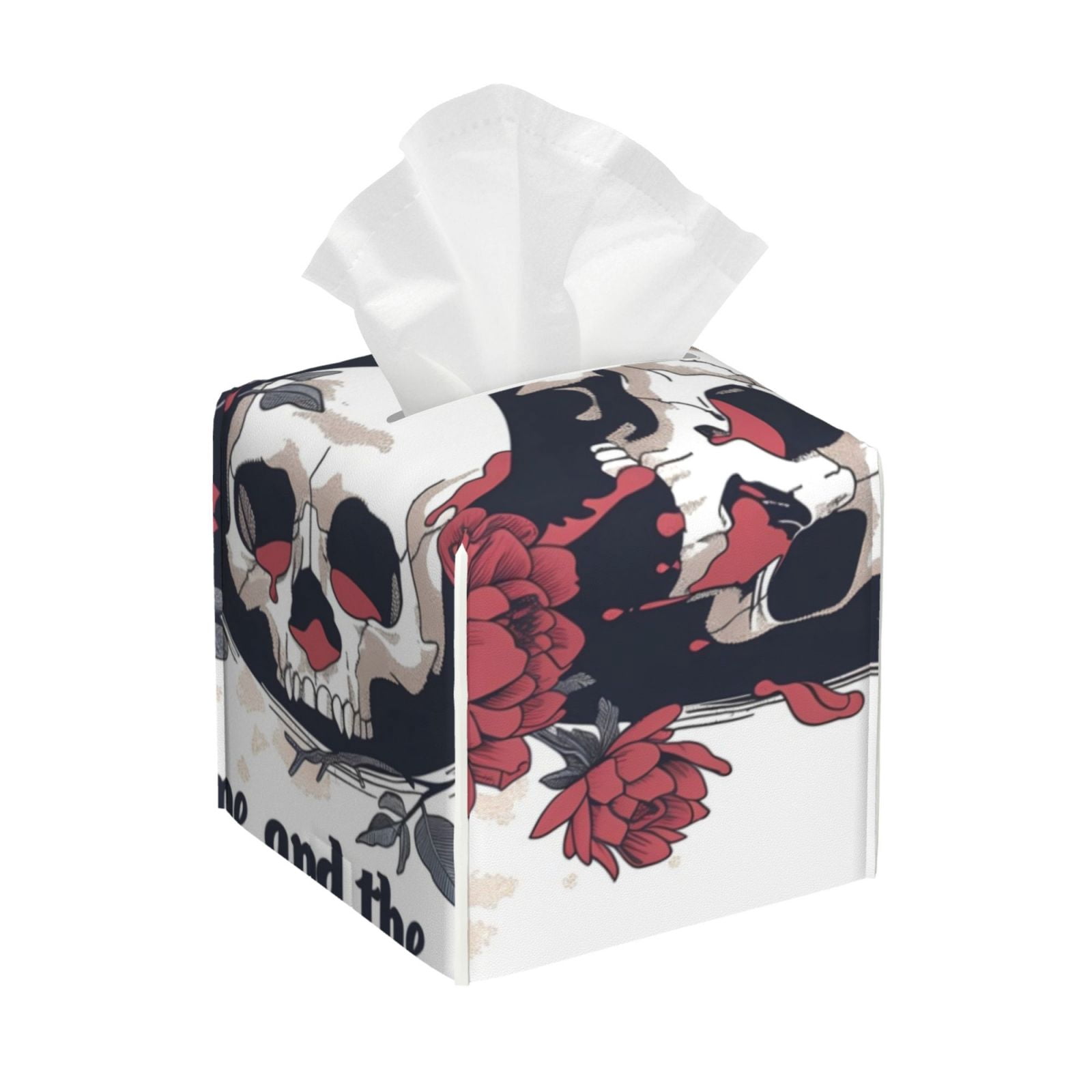 Skull Box With Roses Cauagu Gothic Skulls And Roses Print Tissue Box Cover,Leather Square ...
