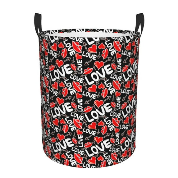 Cauagu Graffiti Valentine Day for Laundry Basket,Collapsible Organizer Basket for Storage Bin Toy Bins Gift Baskets Bedroom Clothes Children Nursery Hamper-Small