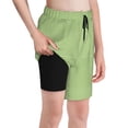thumbnail image 1 of Cauagu Green Gingham Print Swim Trunks for Men,Youth Boys Swim Shorts Compression Liner Beach Shorts Boys' Swimming Shorts 7-20 Years Bathing Suit-Medium, 1 of 7