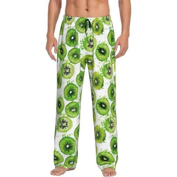 Cauagu Green Kiwi Mens Pajama Pants Sleep & Lounge Pants,PJ Bottoms with Pockets-X-Large