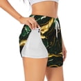 thumbnail image 1 of Cauagu Green Marble Print Women's 2 in 1 Running Shorts Athletic Workout Gym Yoga Shorts Running Shorts for Women-X-Large, 1 of 7