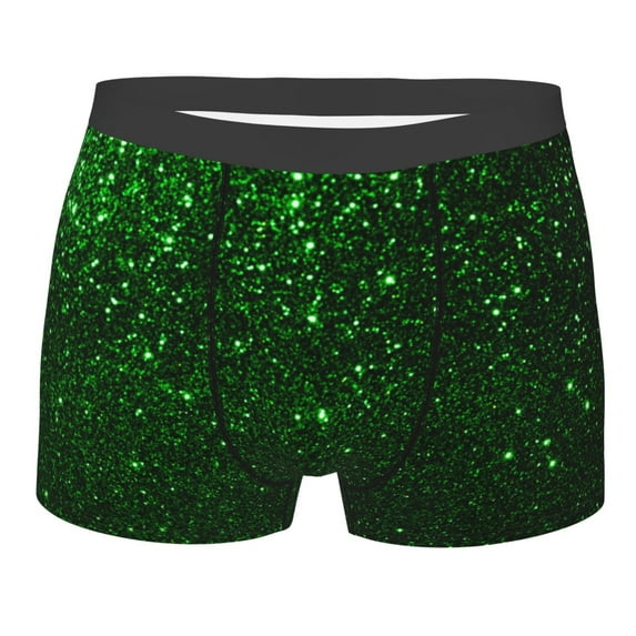 Cauagu Green Sparkling Print Boxer Briefs for Men,Comfortable Breathable Men's Underwear Moisture Wicking Underpants -XX-Large