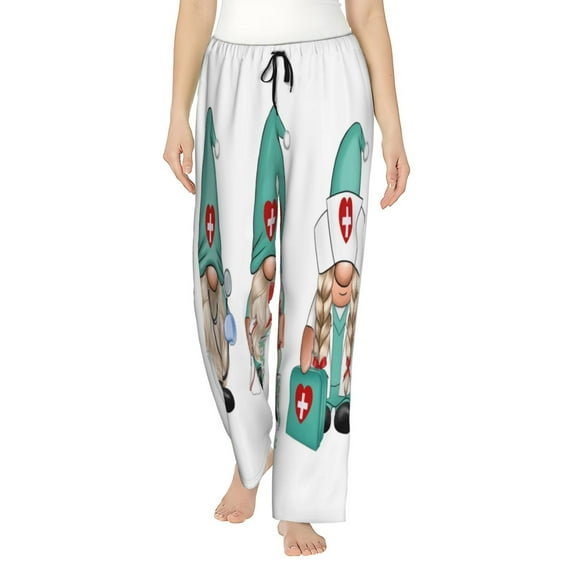 Cauagu Guomei doctor Pajama Pants for Women Loose Fit Wide Leg Trouser Pants Casual Elastic Waist Drawstring Lounge Pants-Small