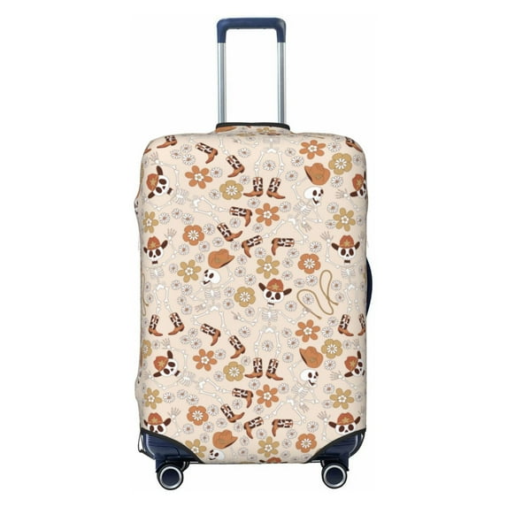 Cauagu Halloween Dancing Cowboy Skeleton Print Travel Luggage Cover,Travel Dust-proof Suitcase Cover Softside Suitcase Protector for 18-32inch,Not Included Suitcase