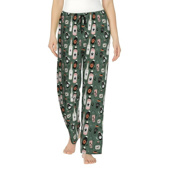 Cauagu Halloween Potions Pajama Pants for Women Loose Fit Wide Leg Trouser Pants Casual Elastic Waist Drawstring Lounge Pants