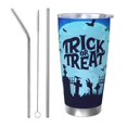 thumbnail image 1 of Cauagu Halloween Trick Or Treat Pattern 20oz Tumbler,Stainless Steel Vacuum Insulated Tumbler with Lid Insulated Coffee Mug Thermal Cup with Splash Proof Sliding Lid-Straw Three-piece Set, 1 of 8