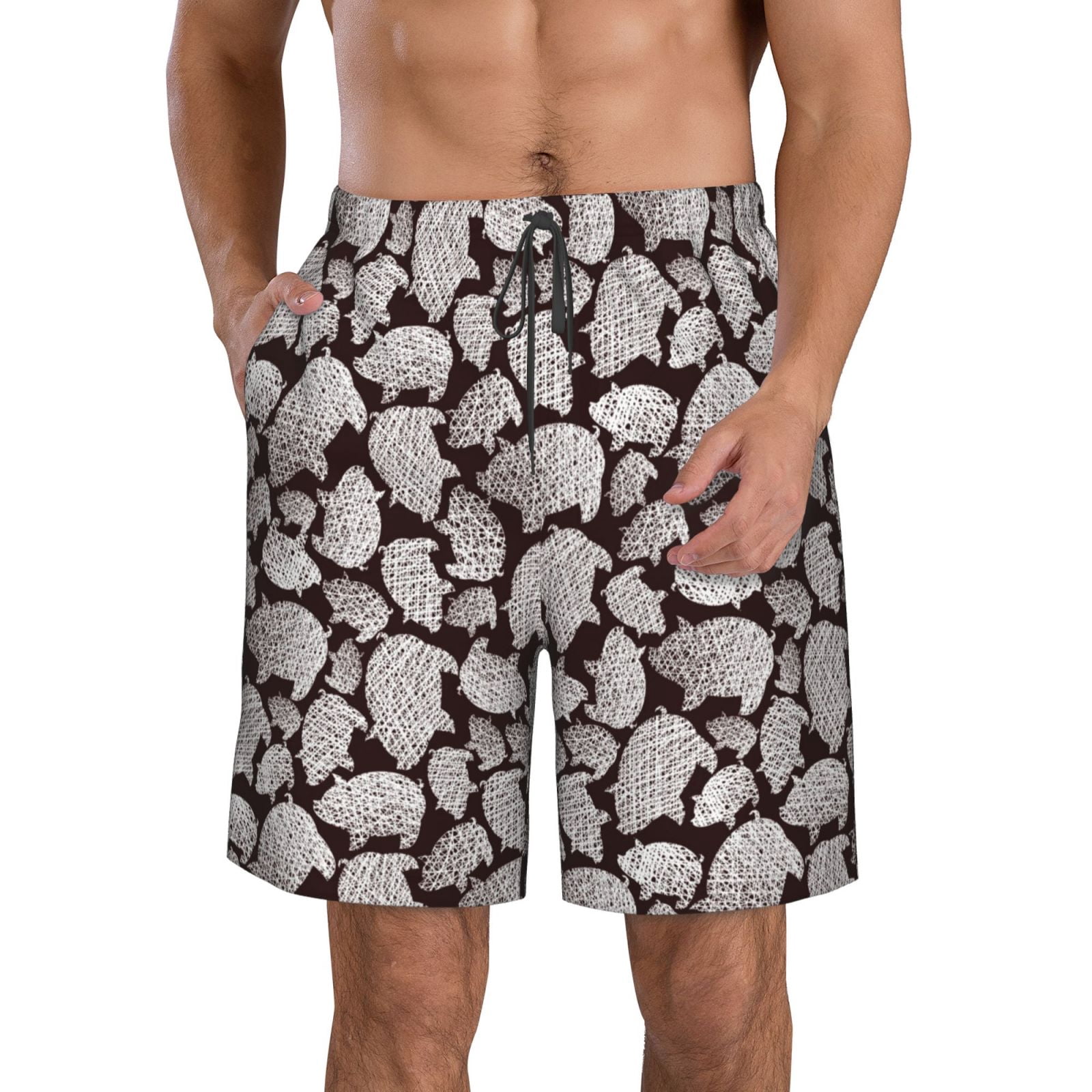 BAIKUTOUAN Colorful Capybara Men's Beach Swim Trunks Quick Dry Surf