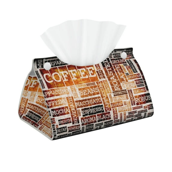 Cauagu Hand Drawn Vintage Coffee for Large Tissue Box Cover Rectangular–Plus Size Rectangle Tissue Box Holder Long Tissue Holder for Bathroom/Car/Office Decor 7.9X4.9X4.9''