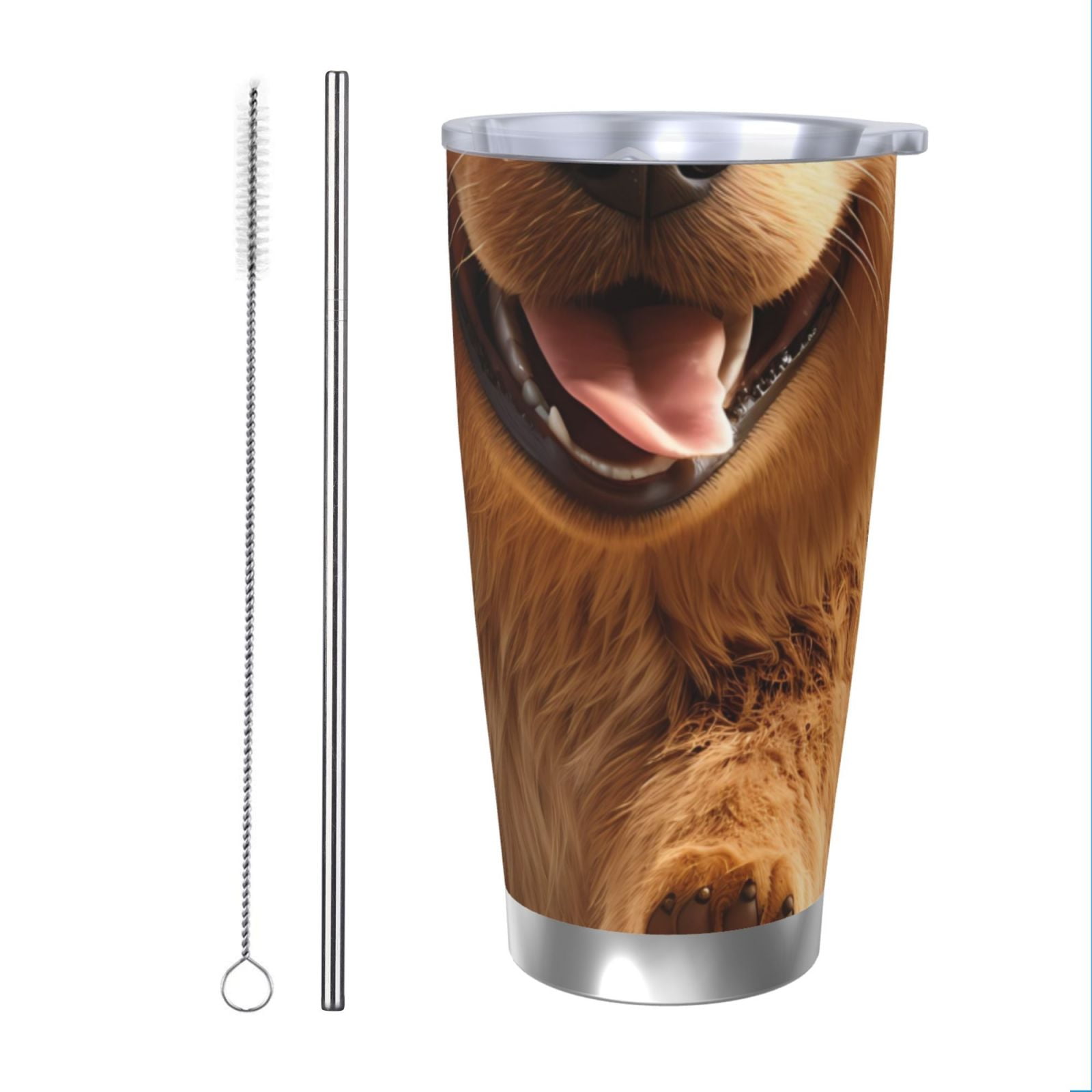 Cauagu Happy Fluffy Running Dog Pattern 20oz Tumbler,Stainless Steel ...