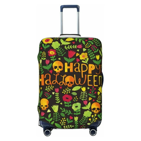 Cauagu Happy Halloween Floral Print Travel Luggage Cover,Travel Dust-proof Suitcase Cover Softside Suitcase Protector for 18-32inch,Not Included Suitcase