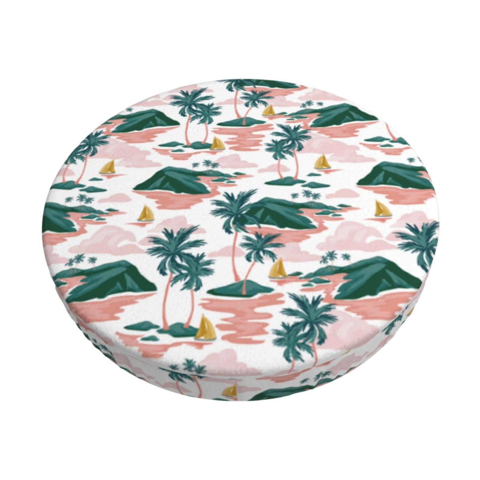 Cauagu Hawaii Palms Print Round Stool Covers,Seat Cushion for Round Bar