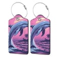 thumbnail image 1 of Cauagu Hawaiian Beach Dolphin Pattern Luggage Tags,Leather Luggage Tags Personalized Luggage Tag Travel Tags Privacy Cover ID Label for Travel Bag Suitcase-1, 1 of 5