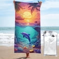 thumbnail image 1 of Cauagu Hawaiian Island Dolphin Print Extra Large Bath Towels 1 Pack, Quick Drying Towels Highly Absorbent Bath Towel for for Body Sport Yoga SPA & Fitness-31.5"x63", 1 of 8