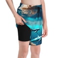 thumbnail image 1 of Cauagu Hawaiian Ship Dolphin Print Swim Trunks for Men,Youth Boys Swim Shorts Compression Liner Beach Shorts Boys' Swimming Shorts 7-20 Years Bathing Suit-X-Large, 1 of 7