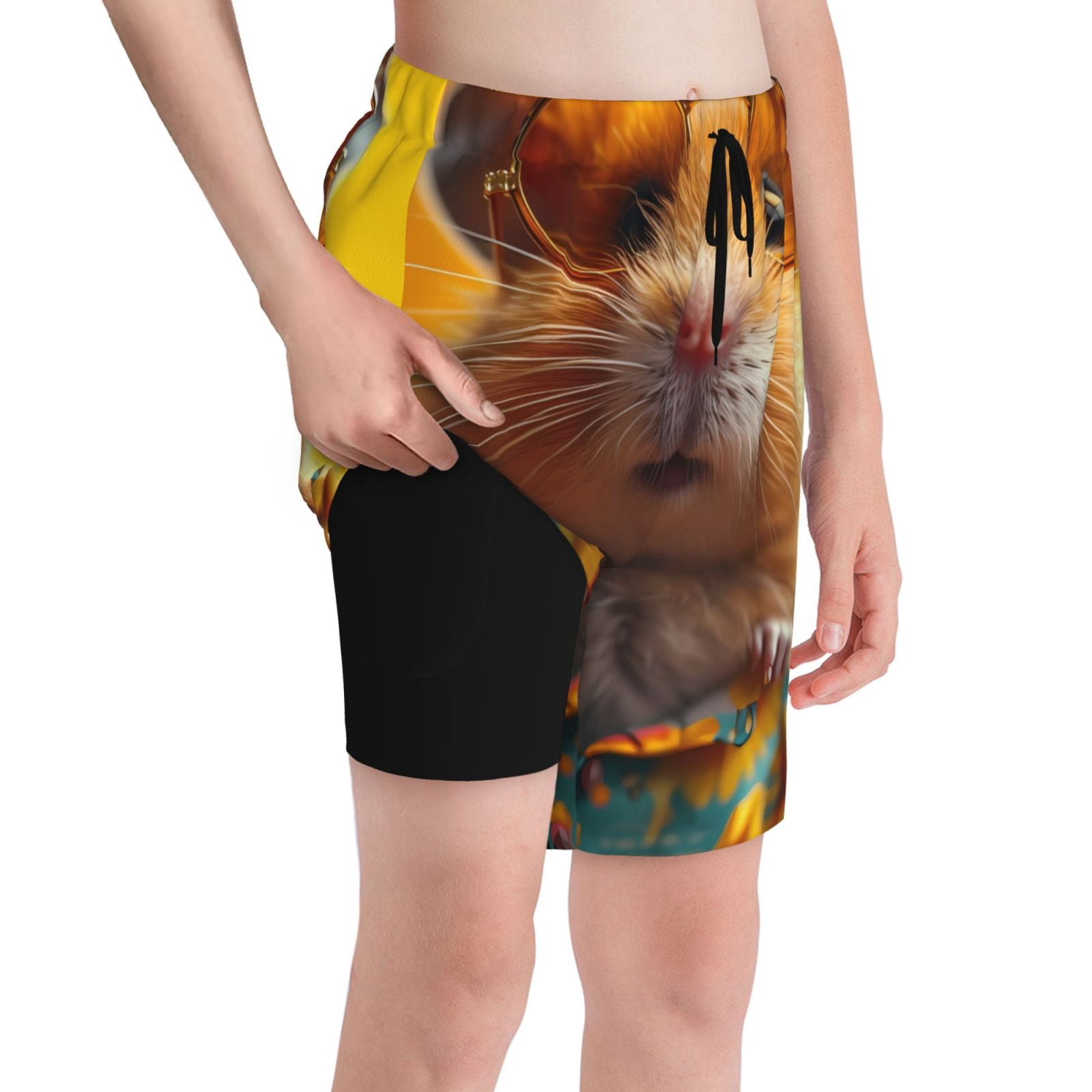 Cauagu Hawaiian Style Guinea Pig Print Swim Trunks For Men Youth Boys Cauagu hawaiian style guinea pig print swim trunks for men youth boys