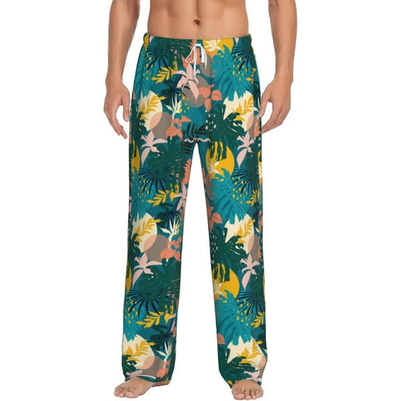 Cauagu Hawaiian Style Mens Pajama Pants Sleep & Lounge Pants,PJ Bottoms with Pockets-XX-Large