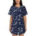 thumbnail image 1 of Cauagu Hawaiian Style for Women's Round Neck Pajama Set,Short-Sleeved Pajamas Soft Sleepwear Set Summer Pajamas Set Lounge Sets 2-Piece Pj-Medium, 1 of 6