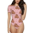 thumbnail image 1 of Cauagu Heart Capybara Women's Crew Neck Round Short Sleeve T Shirts Tops Bodysuit Daily Jumpsuit-Medium, 1 of 7