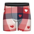 thumbnail image 1 of Cauagu Heart Plaid Print Men's Boxer Briefs, Funny & Cute Underwear Elastic Waistband Briefs Ideal Gift for Men,1-Pack, 1 of 7