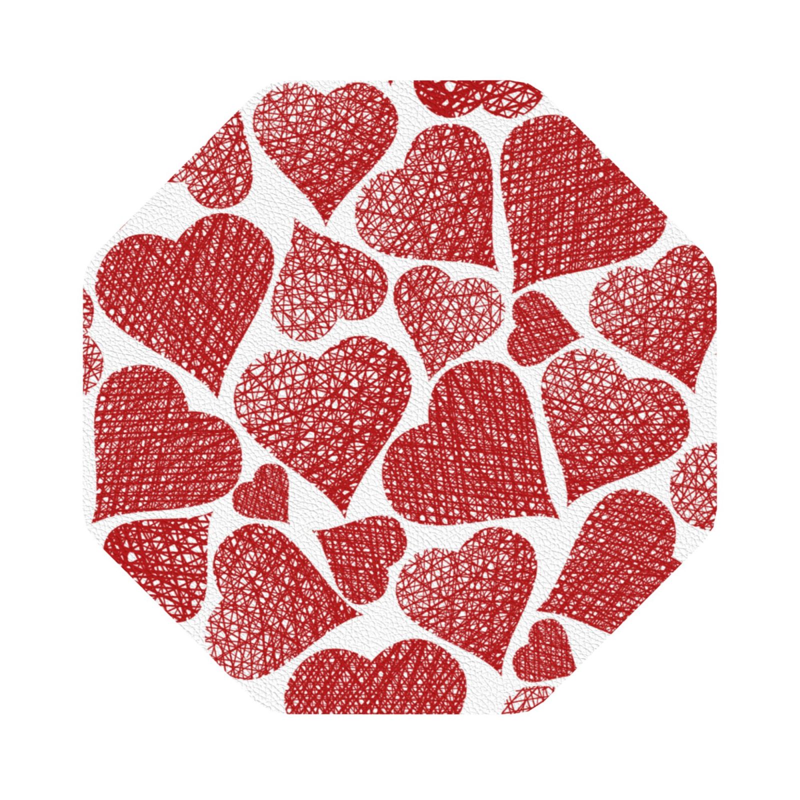 Cauagu Hearts for Round Coaster,Drink Coasters Set of 4 Leather Bar