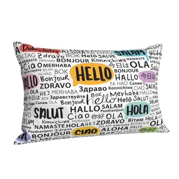 Cauagu Hello Print Pillow Covers with Envelope Closure,1PC Pillow Cases Decorative Pillow Case for Bed & Couch, Pillows Not Included-14"x20"